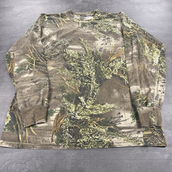 Realtree Shirt Adult L M Long Sleeve Camo Hunting Mossy Oak Minimal Work Chore - Picture 3 of 7